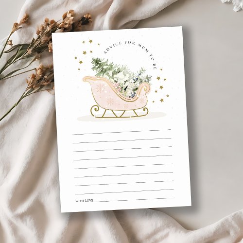 Blush Winter Sleigh Advice for Mum Baby Shower Enclosure Card