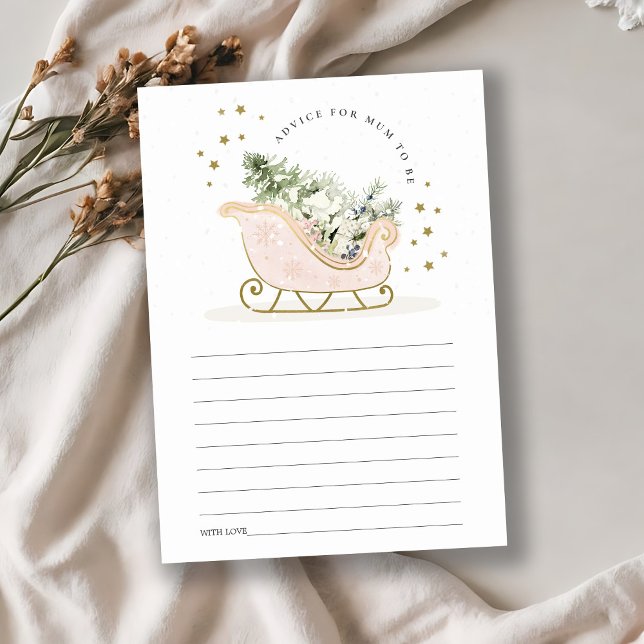 Blush Winter Sleigh Advice for Mum Baby Shower Enclosure Card (Creator Uploaded)
