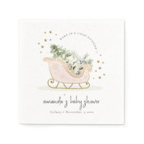 Blush Winter Sleigh Its Cold Outside Baby Shower Napkins