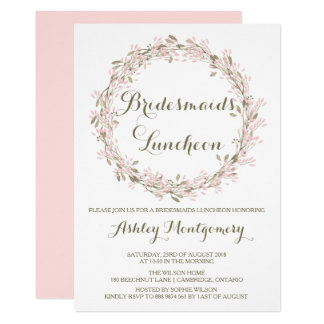 Blush Winter Wreath Bridesmaids Luncheon Invite
