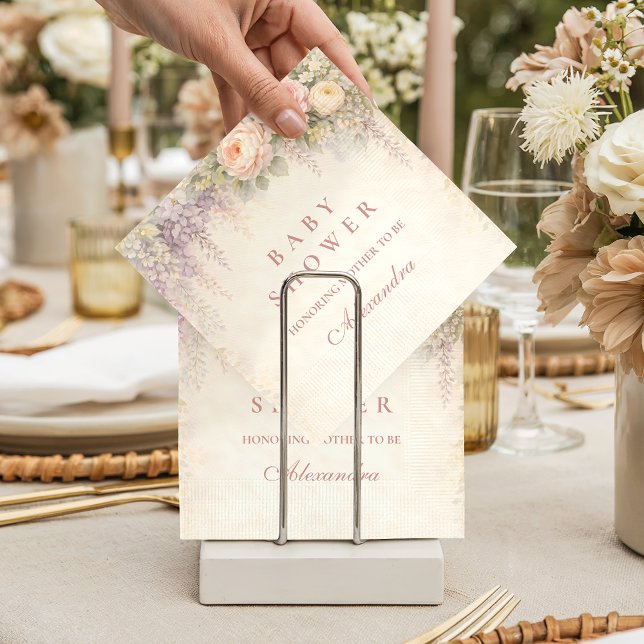 Blush Wisteria And Rose Garden Baby Shower Napkins (Creator Uploaded)