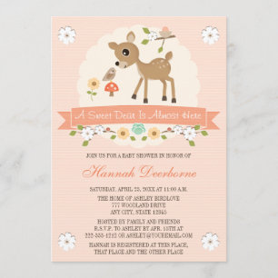 BLUSH WOODLAND DEER BABY SHOWER INVITATIONS