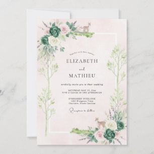 Blush Woodland Foliage Eucalyptus Wedding Invitation