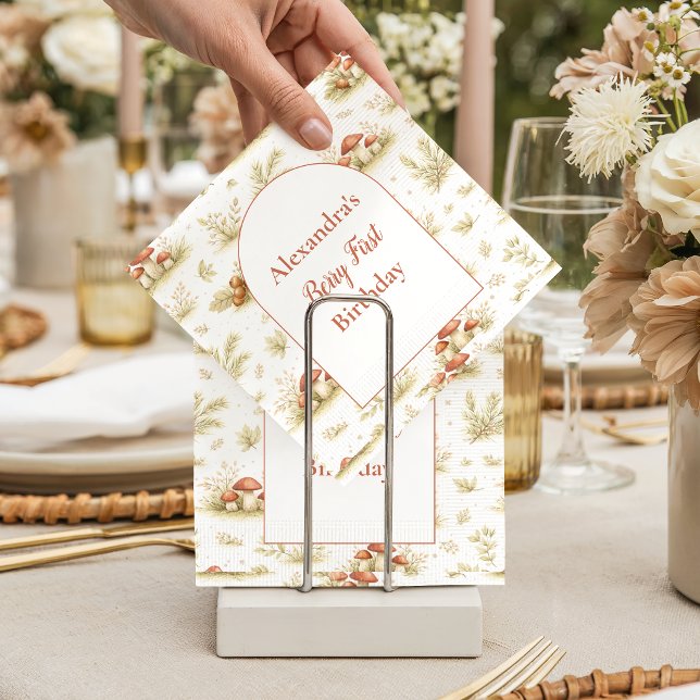 Blush Woodland Wild One Birthday Napkins (Creator Uploaded)