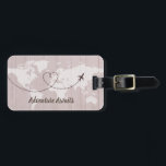 Blush Word Map Adventure Await Luggage Tag<br><div class="desc">Rustic chic luggage tag. Add your name and address to the back for a truly personalized luggage tag.</div>