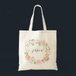 Blush Wreath Garden Tote Bag<br><div class="desc">Perfect for a bridal shower gift,  bachelorette party favor,  birthday gift,  mother's day gift - or any other special reason!</div>