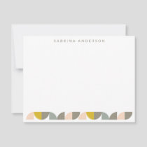 Blush Yellow and Gray Geometric Personalized Flat Note Card