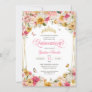 Blush Yellow Elegant Floral Buttefly Quinceanera Invitation