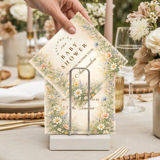 Blush Yellow Wildflower Baby Shower Napkins (Creator Uploaded)