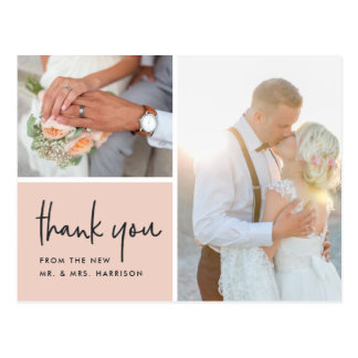 Blushed Gratitude | Wedding Photo Thank You Postcard