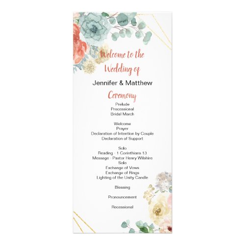 Blushing Apricot Floral Wedding Program