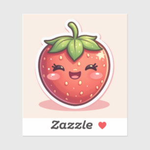 Blushing Berry – Kawaii Strawberry with Cute Face Sticker