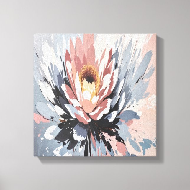 Blushing Bloom: Abstract Pink Lotus Flower Art Canvas Print (Front)