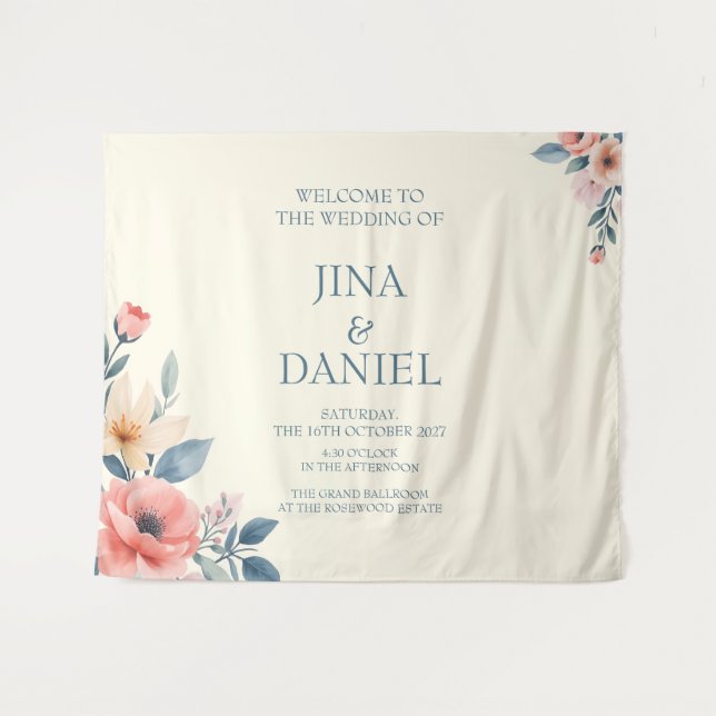 Blushing Bloom  Tapestry (Front (Horizontal))