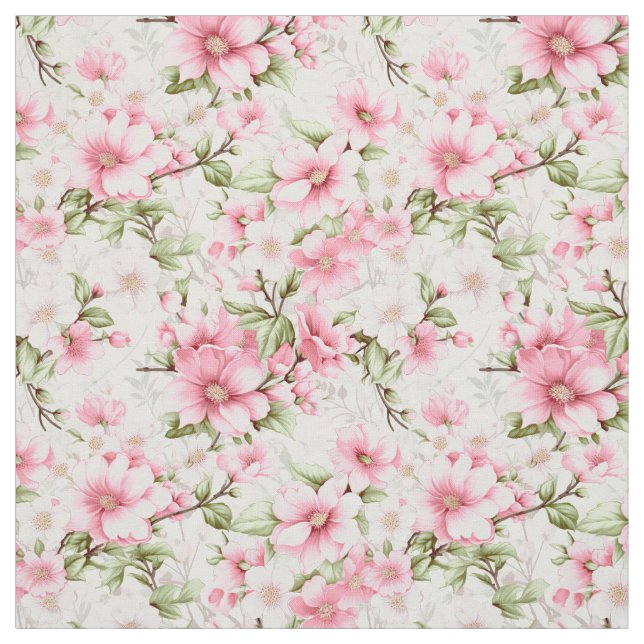 Blushing Blooms: A Symphony of Pink Flowers Fabric (Swatch)