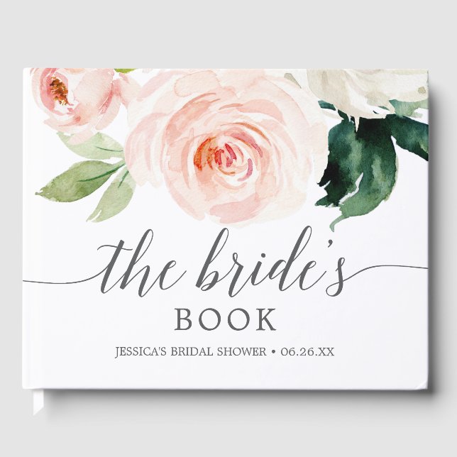 Blushing Blooms Bridal Shower Guest Book (Front)