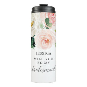 Blushing Blooms Bridesmaid Proposal Thermal Tumbler