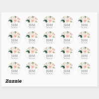 Blush Pink and Navy Wedding Envelope Seals, Zazzle