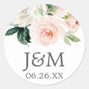 Blushing Blooms Envelope Seals - Favor Stickers