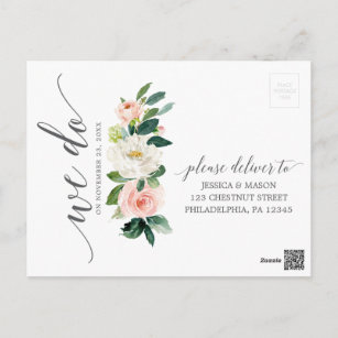 Blushing Blooms Floral Wedding RSVP Postcard