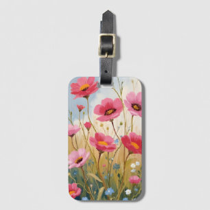 Blushing Blooms   Pink Flower Meadow Floral Luggage Tag