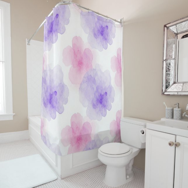 Blushing Blooms Shower Curtain (In Situ)