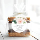 Blushing Blooms S'More Love - Favor Stickers<br><div class="desc">Use this lovely s'more love stickers on tasty bundles of s'more favors! Easy to edit the name and event. Great for baby showers,  bridal showers and weddings!</div>