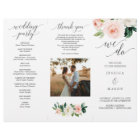 Blushing Blooms Trifold Wedding Program Photo