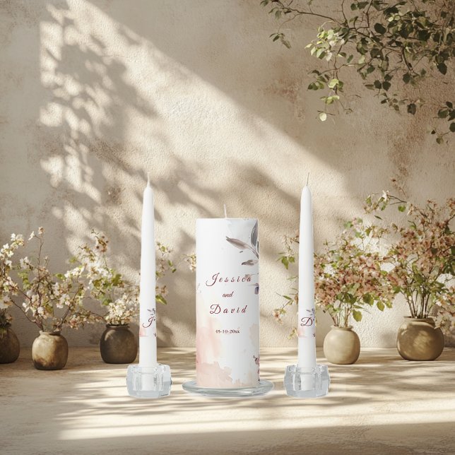 Blushing Blooms Watercolor Wedding Unity Candles (Creator Uploaded)