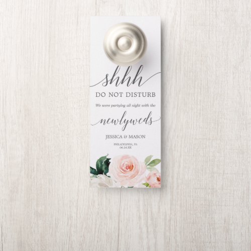 Blushing Blooms Wedding Door Hanger Do Not Disturb