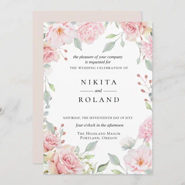 Blushing Blooms Wedding Invitation | Zazzle