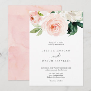 Blushing Blooms Wedding Invitation