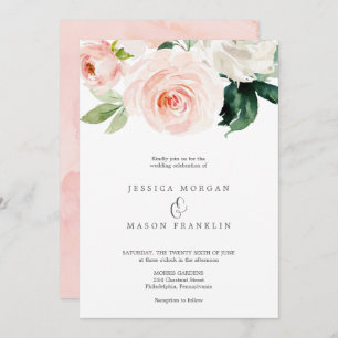 Blushing Blooms Wedding Invitation Ampersand