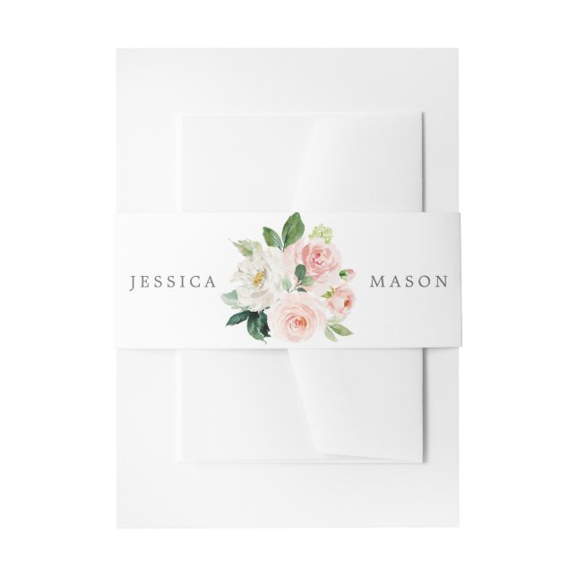 Blushing Blooms Wedding Invitation Belly Bands Invitation Belly Band (Front Example)
