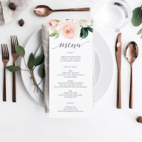 Blushing Blooms Wedding Menu or Bridal Shower Menu