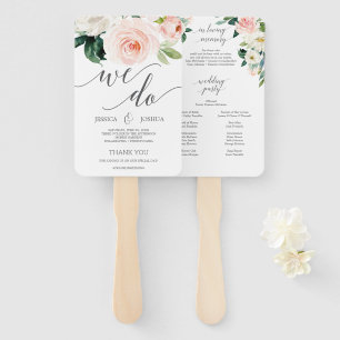 Blushing Blooms Wedding Program Fan Loving Memory