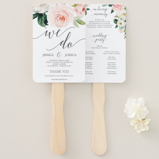 Blushing Blooms Wedding Program Fan Loving Memory Zazzle Com