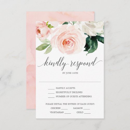 Blushing Blooms Wedding RSVP Card