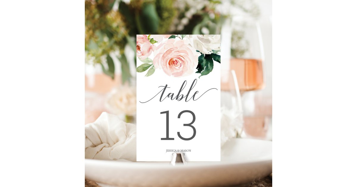 Blushing Blooms Wedding Table Numbers Double Sided | Zazzle