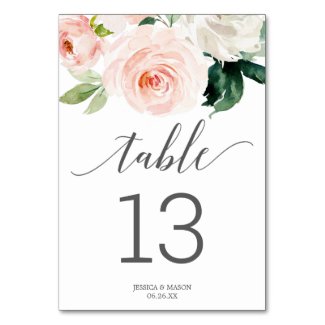 Blushing Blooms Wedding Table Numbers Double Sided