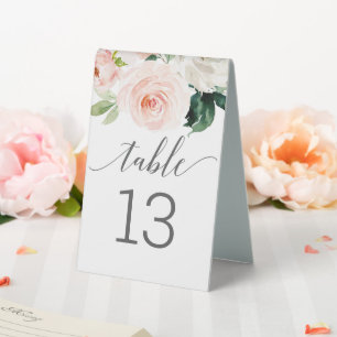 Blushing Blooms Wedding Table Numbers Table Tent