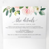 Blushing Blooms Wedding Tri-Fold Invitations RSVP (Inside First)