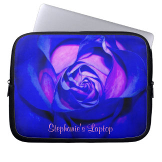 Blushing Blue Rose Laptop Sleeve *Personalize*