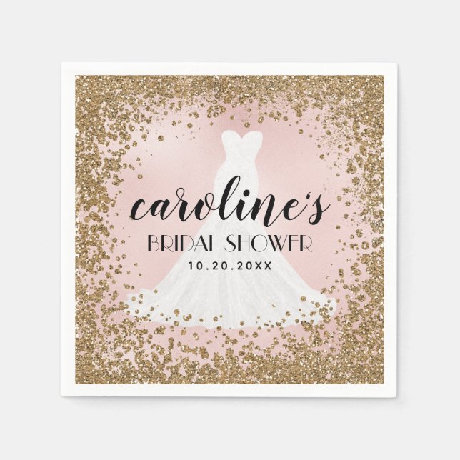 Blushing Blush Bride Dress Bridal Shower Napkins (Front)