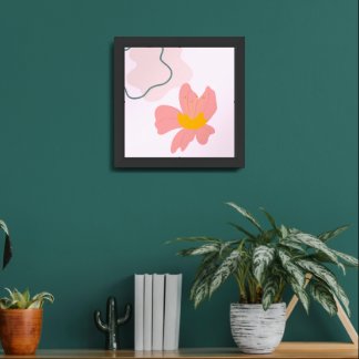 Blushing Botanical Harmony – Abstract Floral Wall  Framed Art