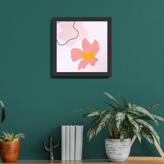 Blushing Botanical Harmony – Abstract Floral Wall  Framed Art (Living Room 2)