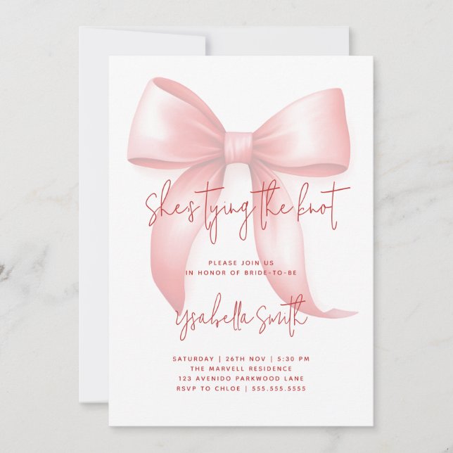 Blushing Bow | A Chic Bridal Shower Invitation (Front)