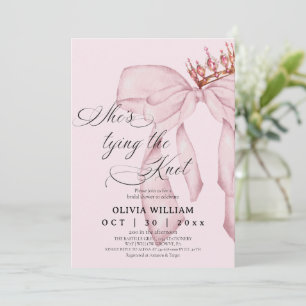 Blushing Bow She's Tying The Knot Bridal Shower Invitation