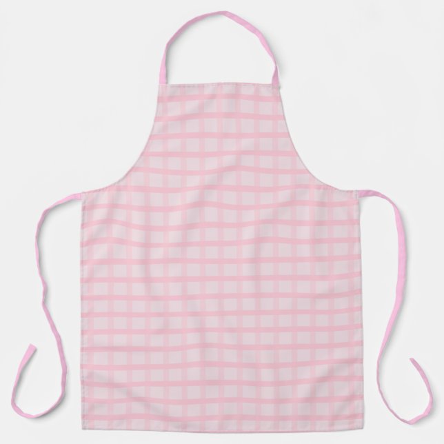 Blushing Bride And Tea Rose Pink Gingham Pattern Apron (Front)