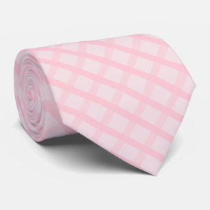 Blushing Bride And Tea Rose Pink Gingham Pattern Neck Tie